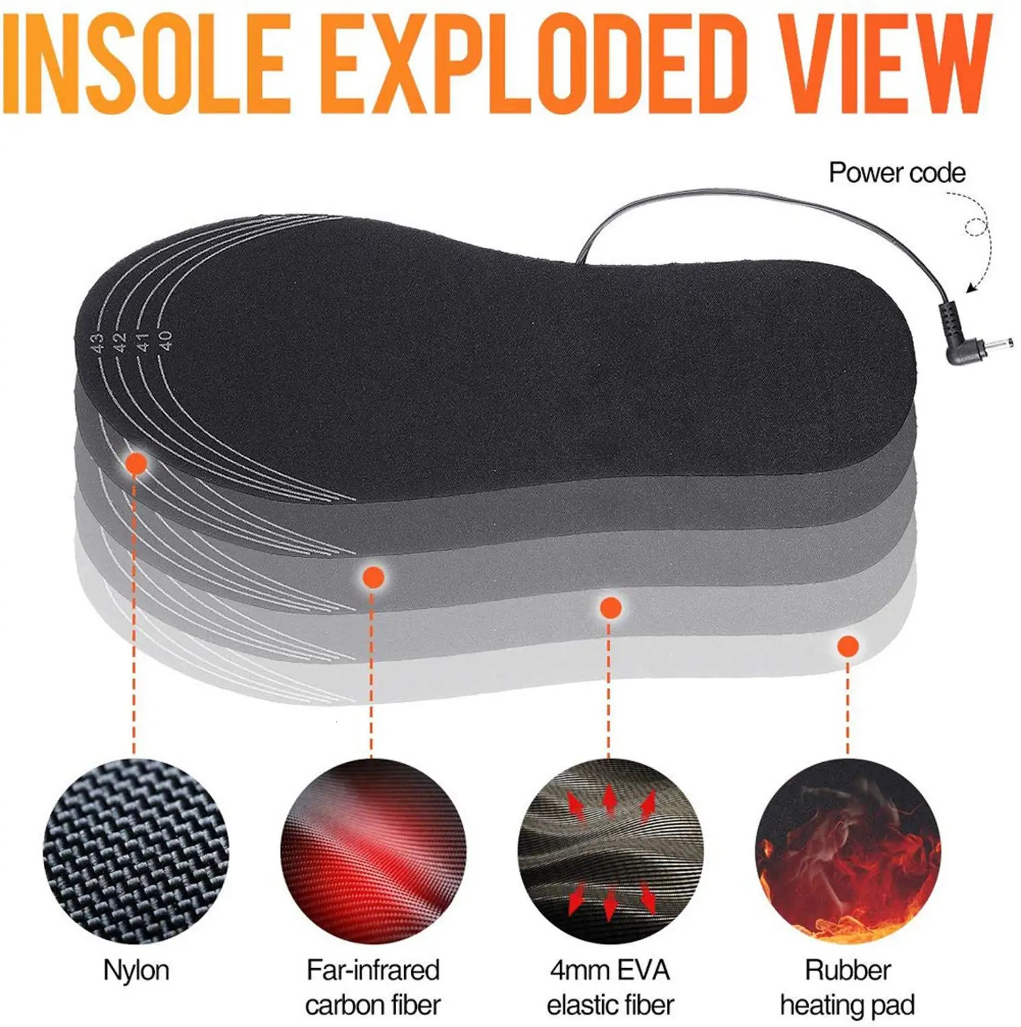 USB Heated Shoe Insoles Feet Warm Sock Pad Mat Electrically Heating Insoles Washable Warm Thermal Insoles Unisex WJ014 Insoles 241010