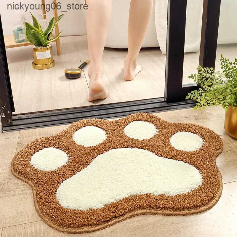 Non-Slip Bath Mats Cartoon Foot Shape Bath Mat Bathroom Door Absorbent Foot Mat Anti-slip Microfiber Bathroom Rug Machine Washable Bath Carpet L240910