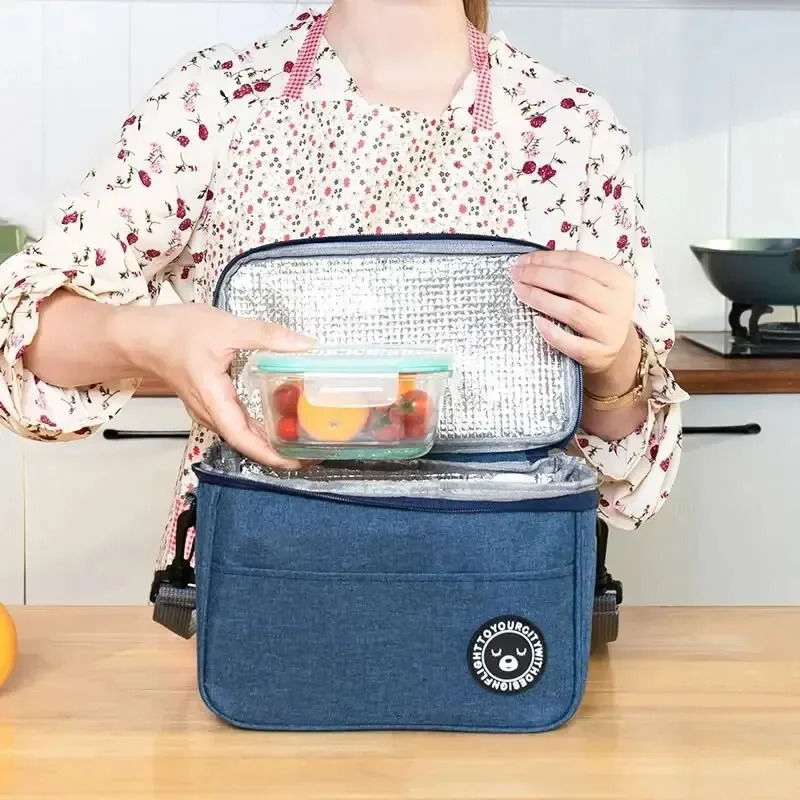 2024 Portable Lunch Bag Food Thermal Box Waterproof Office Cooler Lunchbox With Shoulder Strap Insulated Case 240925