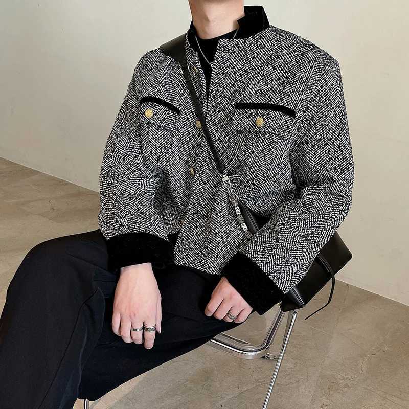 SYUHGFA Korean Stand Collar Woolen Jacket Mens Clothing Loose Short Style Coat 2024 Autumn Tops Fashion Casual Jackets For Male LX241010