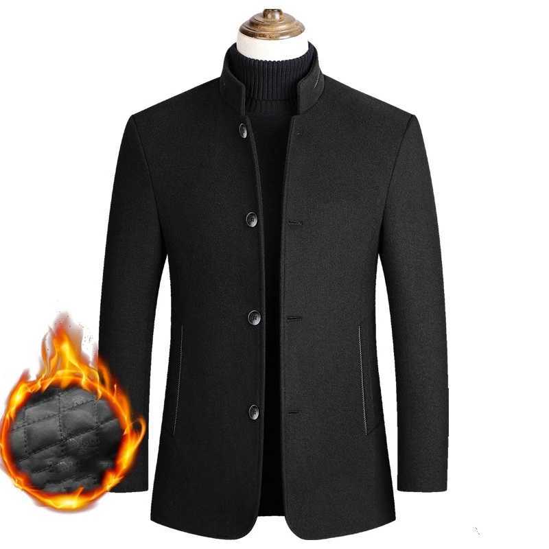 Winter Mens Woolen Coat Slim Fit Jackets Casual Fleece Lined Thick Warm Jacket Overcoat Windbreaker Wool Long Trench Pea Coat LX241010