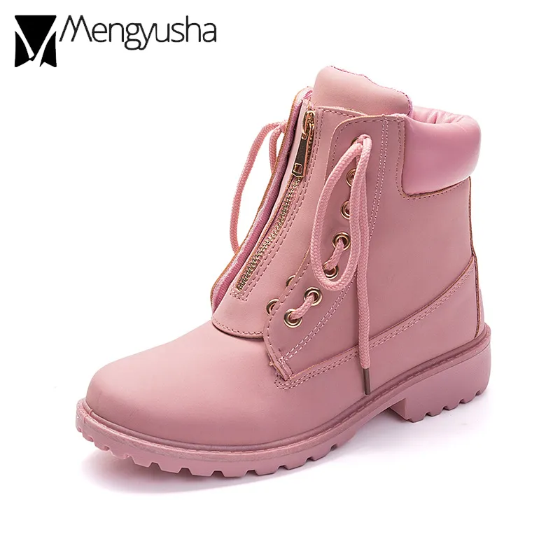 British Winter Work Riding Boots Women 5 Colors Famous Designer Two Wear Ankle Booties Front Zip Lace-Up Flat Botas Shoes Bottes Slippers