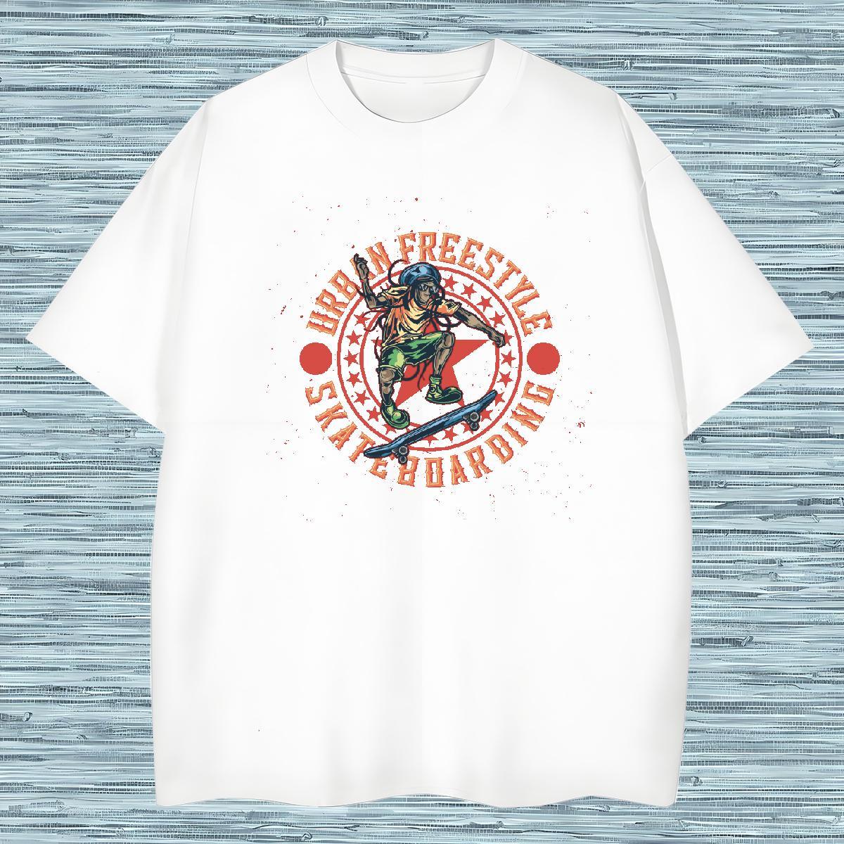 Comfortable T shirt 100% Cotton 230g skateboarding Anime Printing Street Floral Print O-Neck Short Sleeve Tshirts Wholesale Clothings