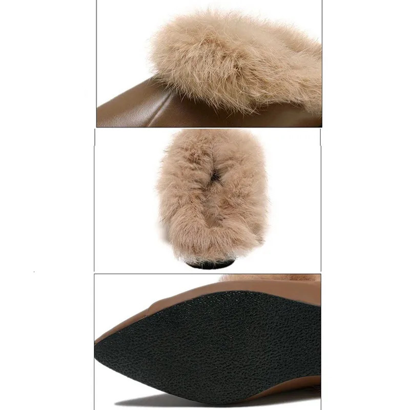 Real Animal Fur Slides Slippers Women Lady Natural Rabbit Mules Flip Flops Female Fluffy Fur Indoor Sandals Plush Shoes mules 240927