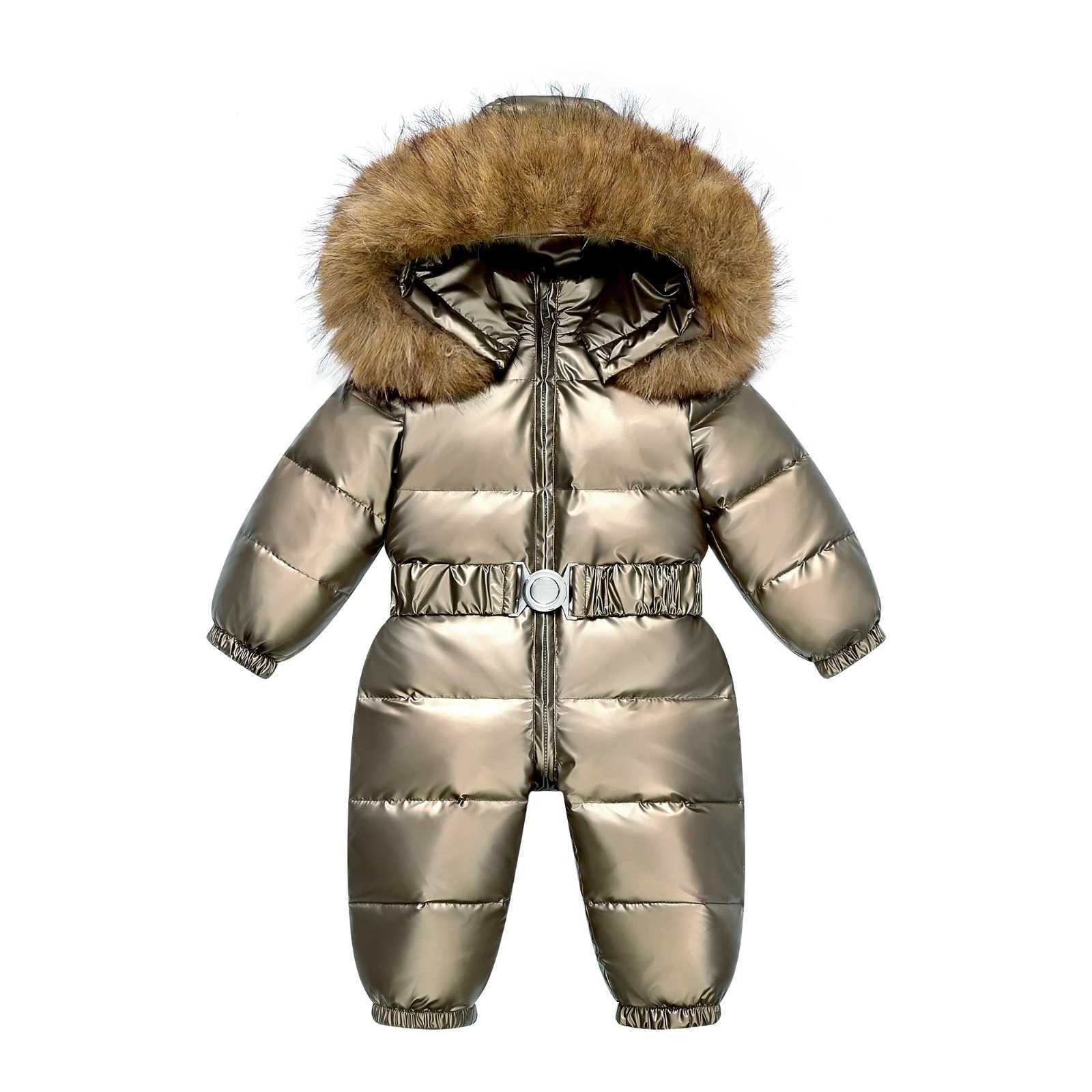 Down Coat -30 Winter Ski Suit Baby Jumpsuit Boy Overalls waterproof Warm down jacket toddler girl Clothes Child Clothing coat overcoat H241010