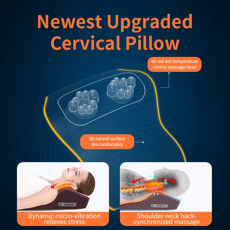 3-in-1 Latest Massage Pillow with Car Family Duel Use Simple Neck Back Shoulder Waist Body Massager Gift to Relieve Pain EU Plug 241008