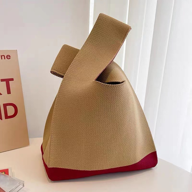 make up bag Women's Casual Knitted Tote Bag - Japanese-Korean Style