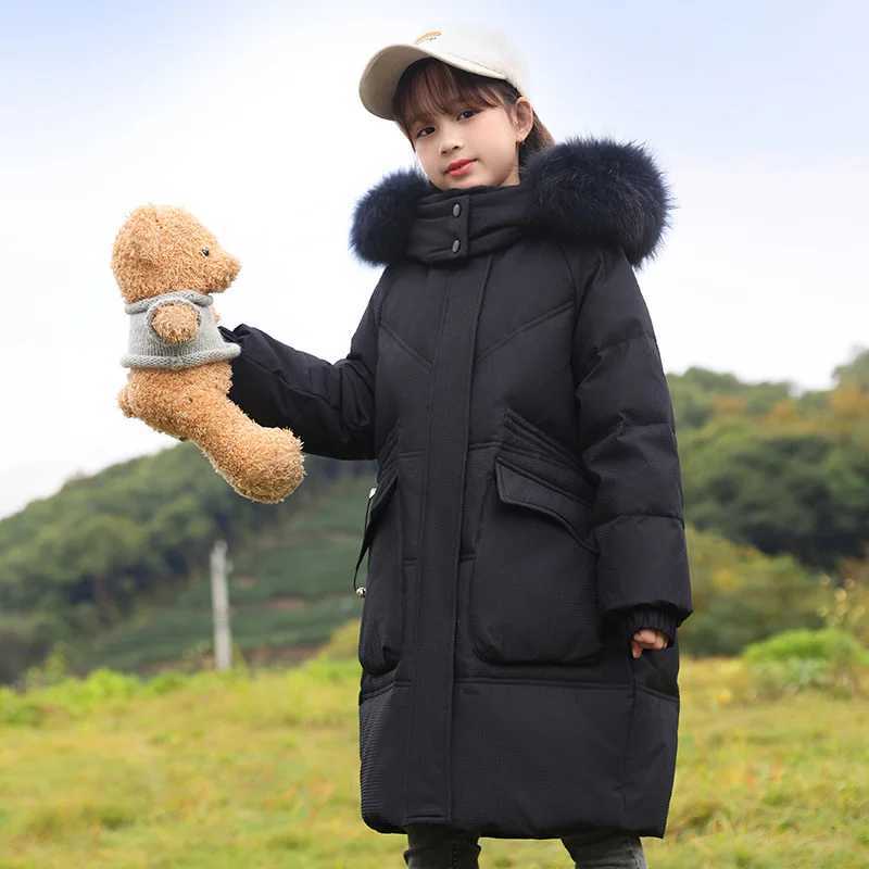 Down Coat 2024 Winter Warm Jacket Preschool Girls Clothing Girls Clothing Thickened Parka Hoodie Coat Childrens Snow Jacket H241010