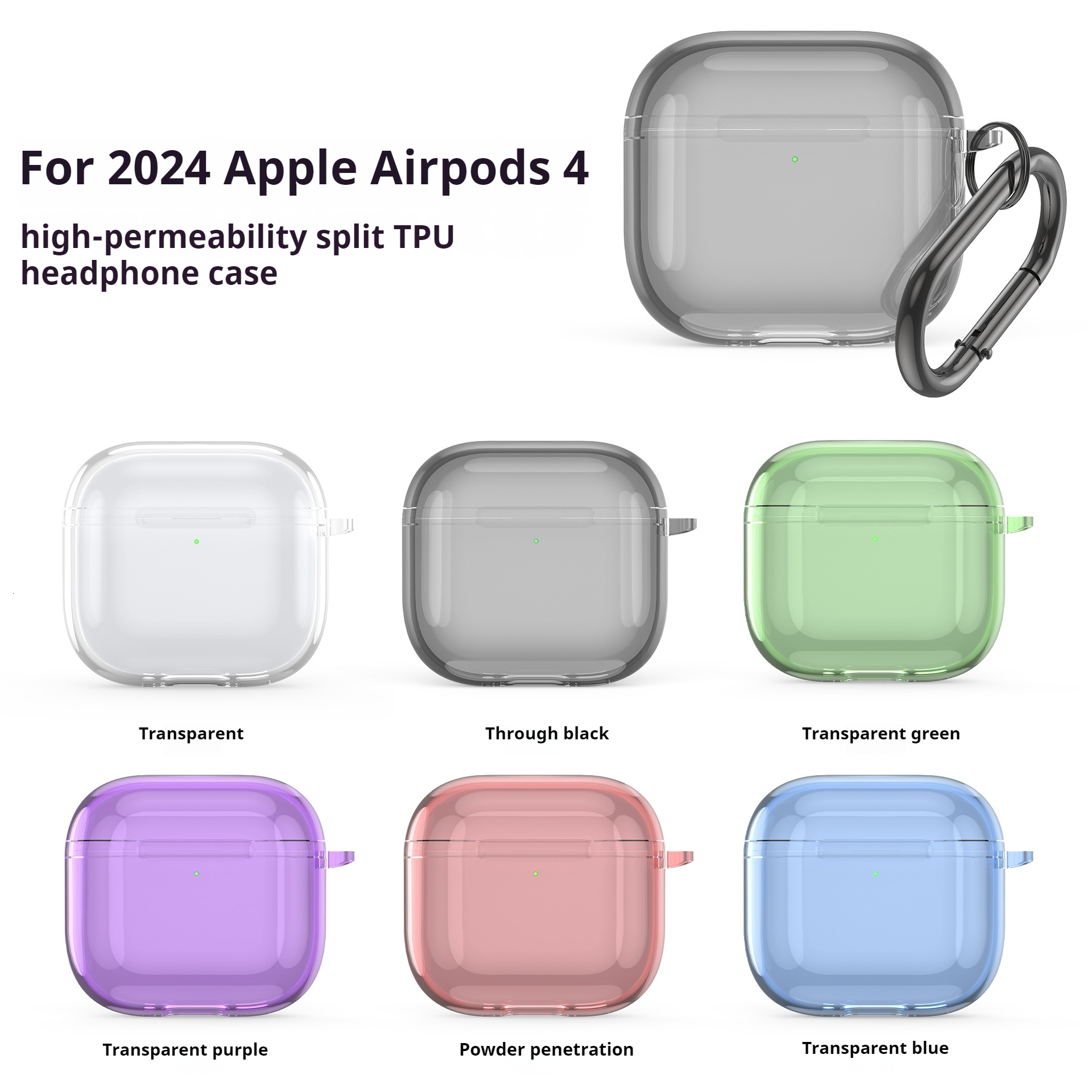 For Apple 2024 new Generation airpod 4 Headphone Accessories Solid TPU Silicone Protective Earphone Cover Wireless Charging Shockproof Case