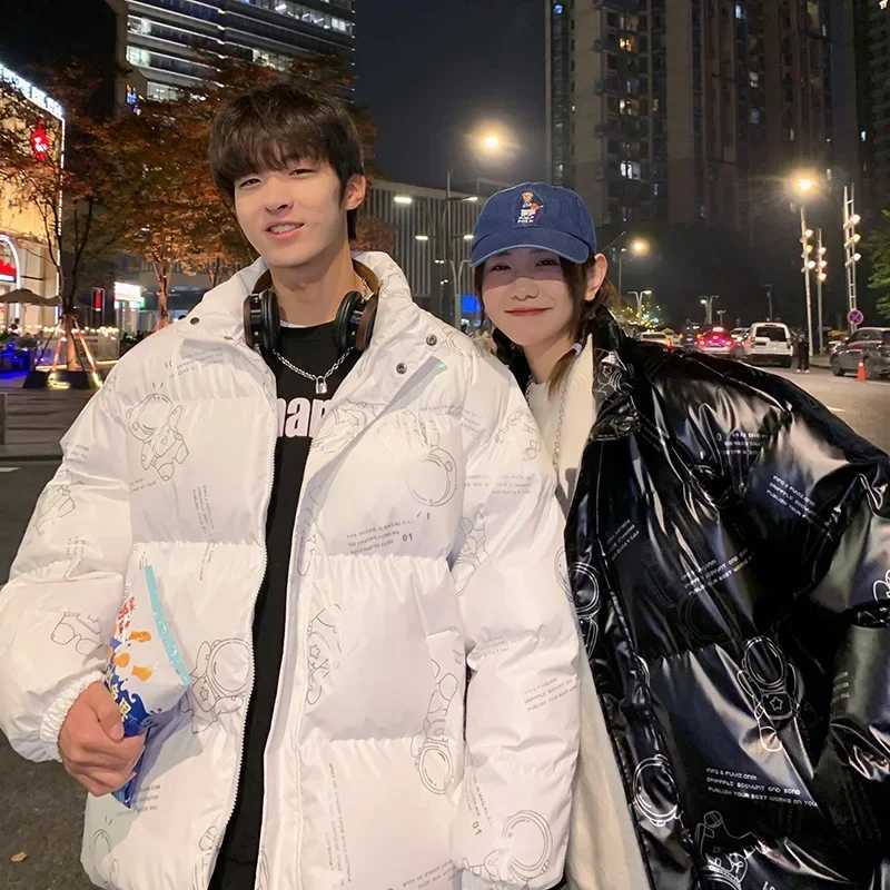 Men's Down Parkas Fluorescent Print Puffer Parkas Mens Winter Fashion Trend Skiing Waterproof Warm Jacket Tn Hip Hop Bubble Jacket Y2410099FJ1