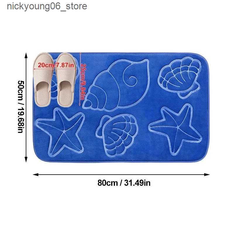 Non-Slip Bath Mats Soft Absorbent Kitchen MatNon-Slip Shell Starfish Conch Print Bath MatToilet MatThicken Shower Mat for Shower Bathtub Slip L240910