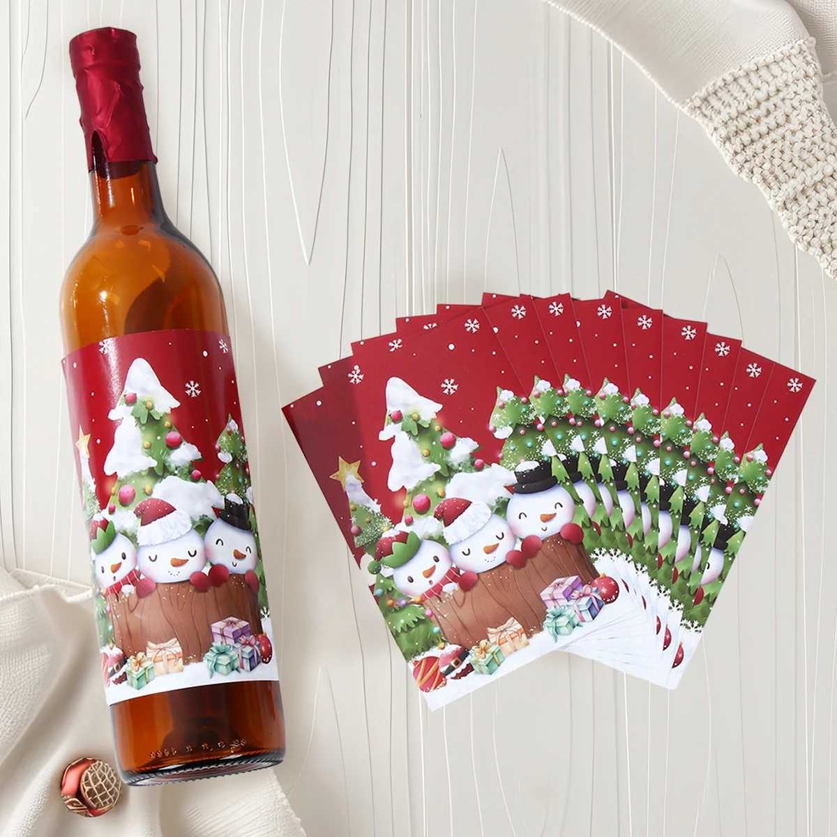 Christmas Wine Stickers Decoration Merry Christmas Home Decoration 2024 Wine Stickers Christmas Celebration Navidad New Year Gifts 2025 W241008