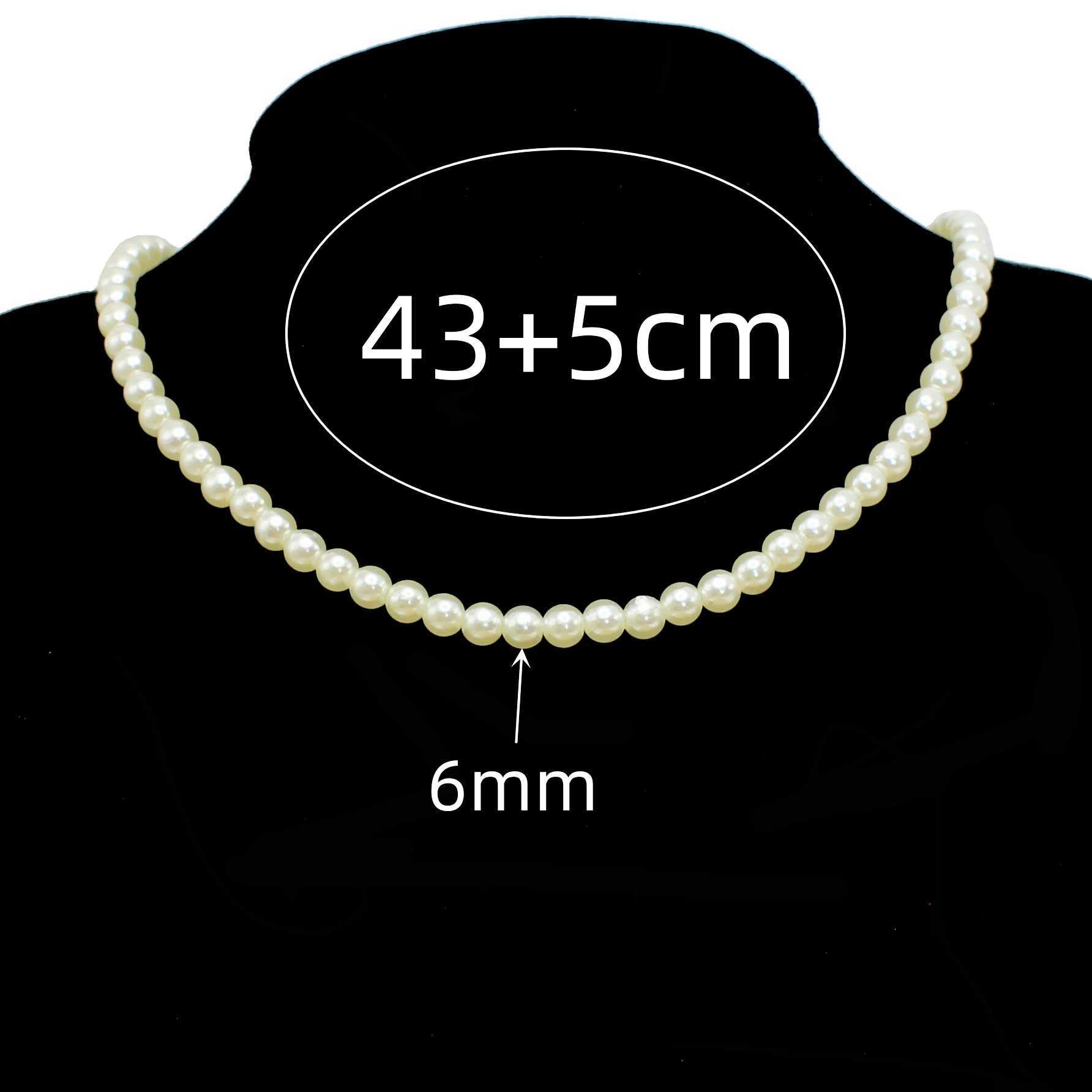 42+5cm Beige Imitation Pearl Pendant Necklace for Women Elegant Invisible Fish Wire Clavicle Bead Collares Wedding JewelryX241009