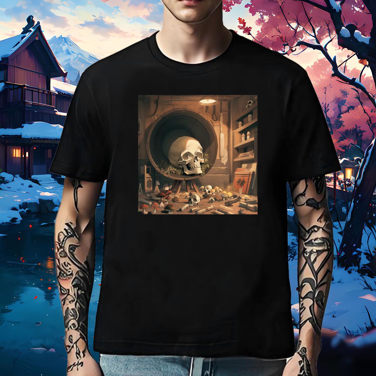 Soft T-Shirts 230g Pure Cotton skull Street Casual Skull Breathable Men Clothes T-Shirt Custom Tee Shirt