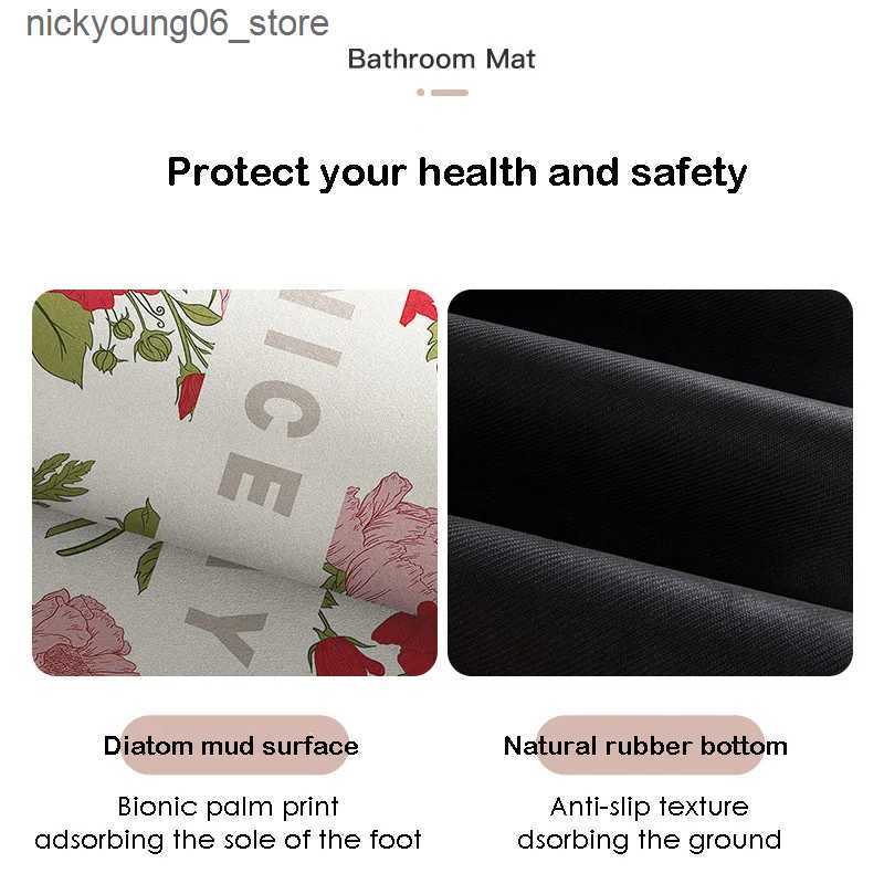 Non-Slip Bath Mats Bathroom Rugs and Mat Set Washable Non Slip Water Absorbent Flower Design Bath Mat Toilet Rug L240910