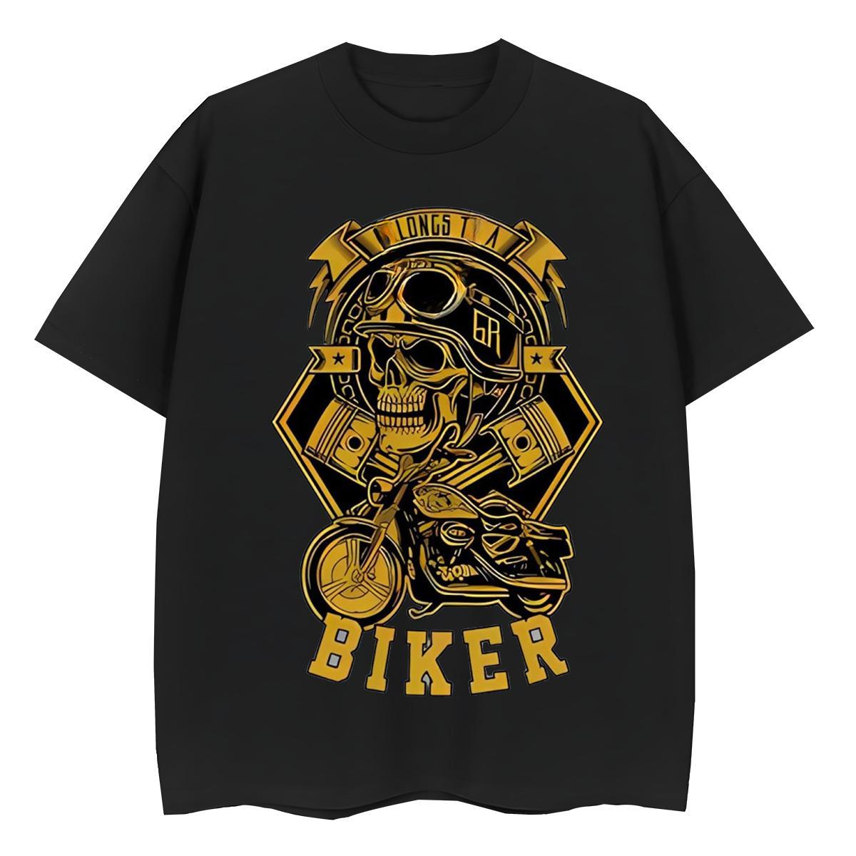 New T Shirts Women 230g Cotton Crew Neck Sport skull Unisex Tshirts Loose fit Cartoon Anime Tee Shirt