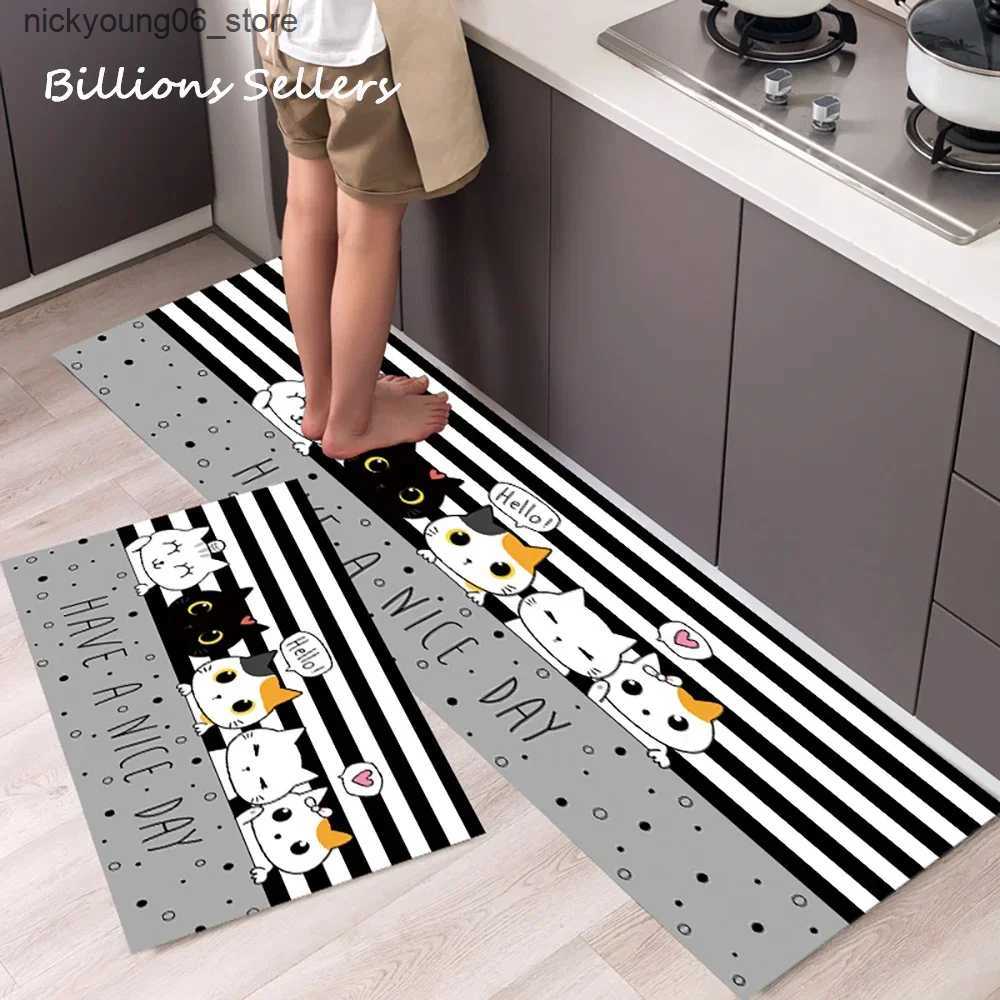 Non-Slip Bath Mats Modern Kitchen Floor Mat Living Room Bedroom Decor Carpet Home Hallway Entrance Doormat Balcony Bathroom Door Anti-Slip Foot Rug L2