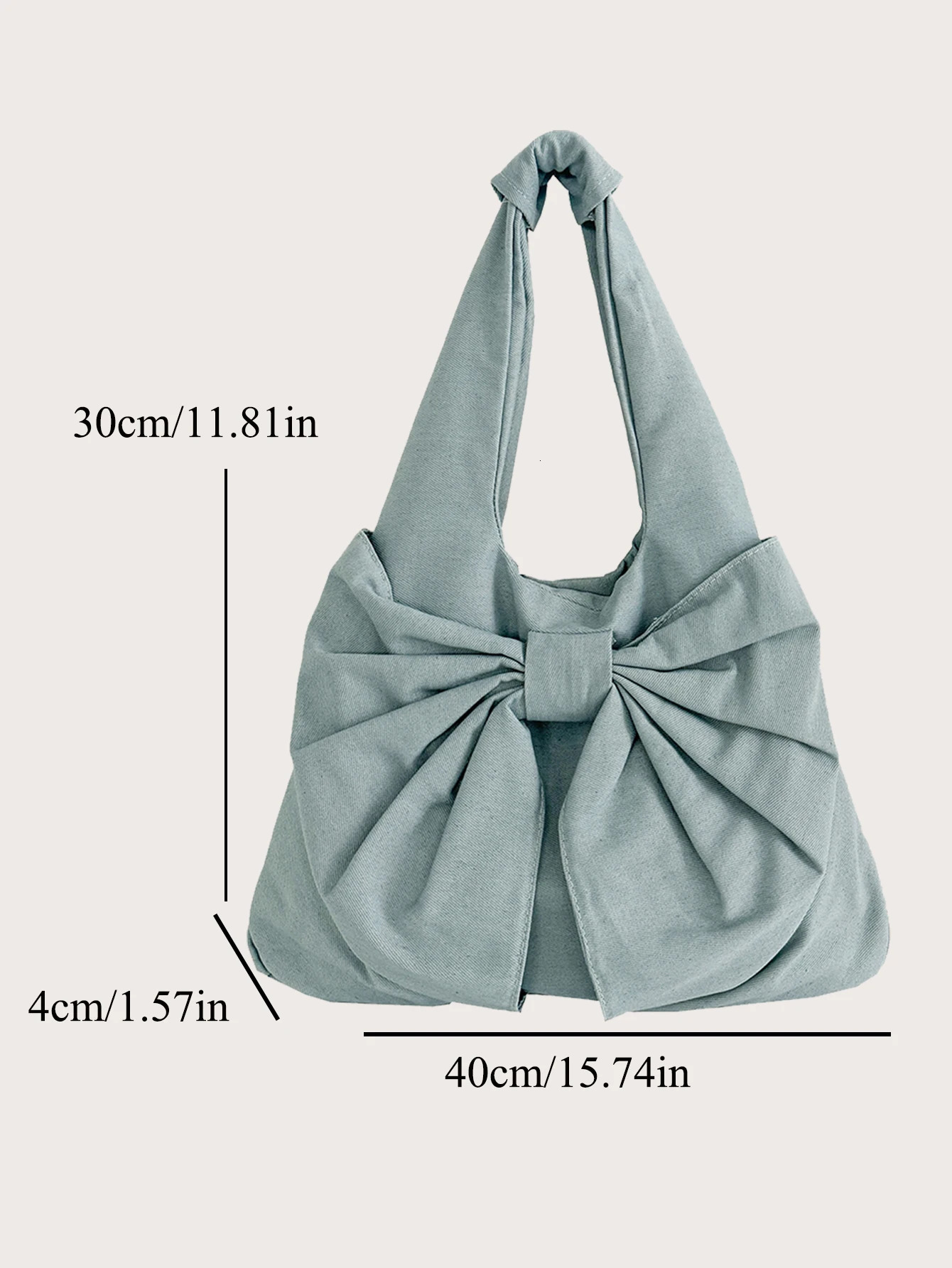 1 solid color bow shaped denim bag womens waist bag large capacity handbag 241008