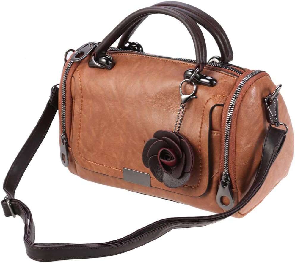 Pillow Bag Woman Portable Shoulder Handbags Dual-use Boston Barrel Crossbody Handbag (Red)