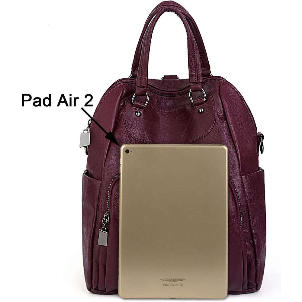Women Backpack Purse PU Washed Leather Convertible Ladies Rucack Crossbody Shoulder Bag New Black