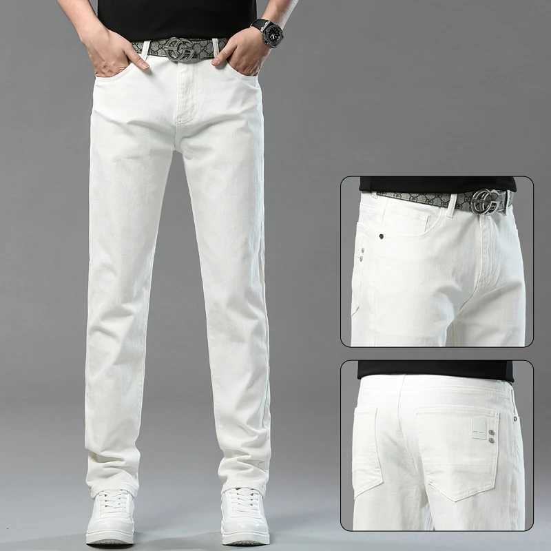 Mens Yellow Red Jeans Brand Jeans Cotton Stretch Slim Straight Casual Denim Pants Fashion Work Denim Trousers Four SeasonX241009