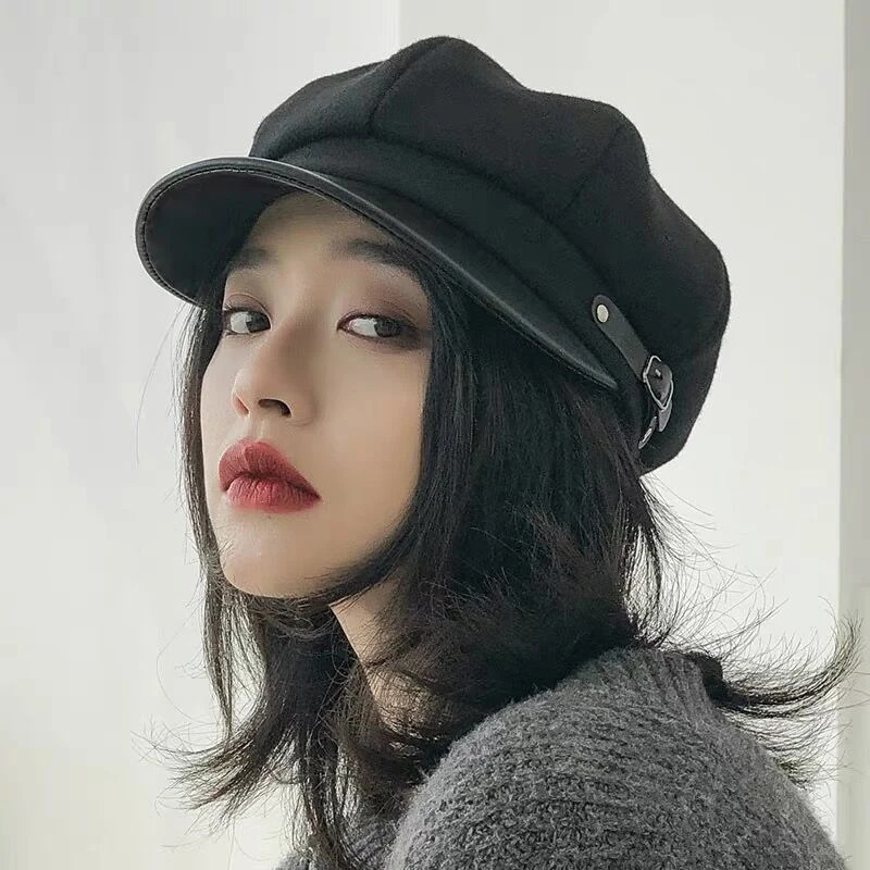 Beret Female Korean Edition Painter Hat Duck Tongue Hat Warm and Fashionable 241007