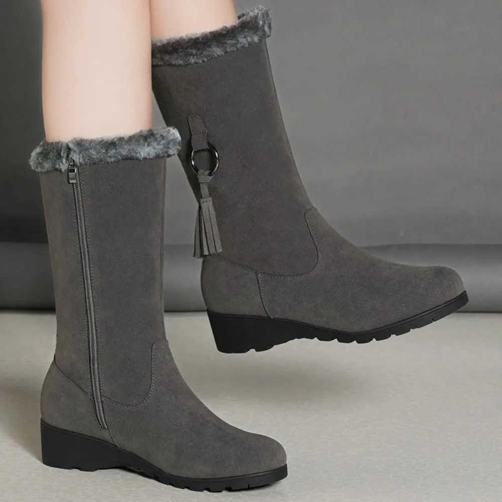 Women Snow Boots Winter Female Boots Thick Plush Zipper Non-slip Thigh High Boots Fashion Warm Fur Woman Winter Shoes Z241011