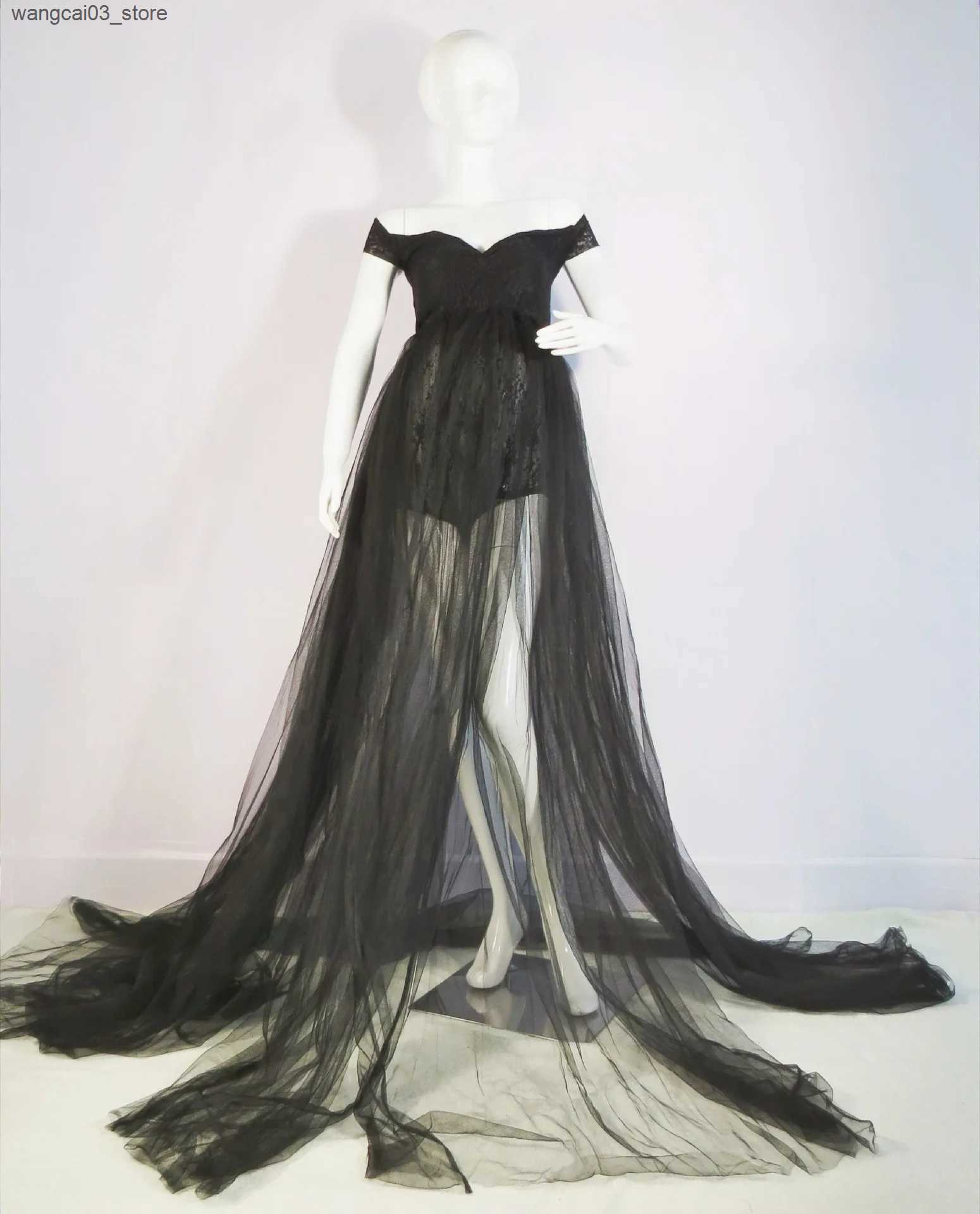 Maternity Dresses Sexy Maternity Photoshoot Tulle Dresses Black/White Premama Slim Lace Bodysuit Pregnant Woman Photography Prop Long Mesh Dress L2409
