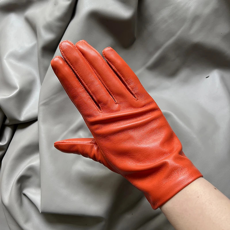 Elegant Womens Gloves Genuine Lambskin Leather Sheepskin Autumn and Winter Mens Fashion Short 34 Colors y240906