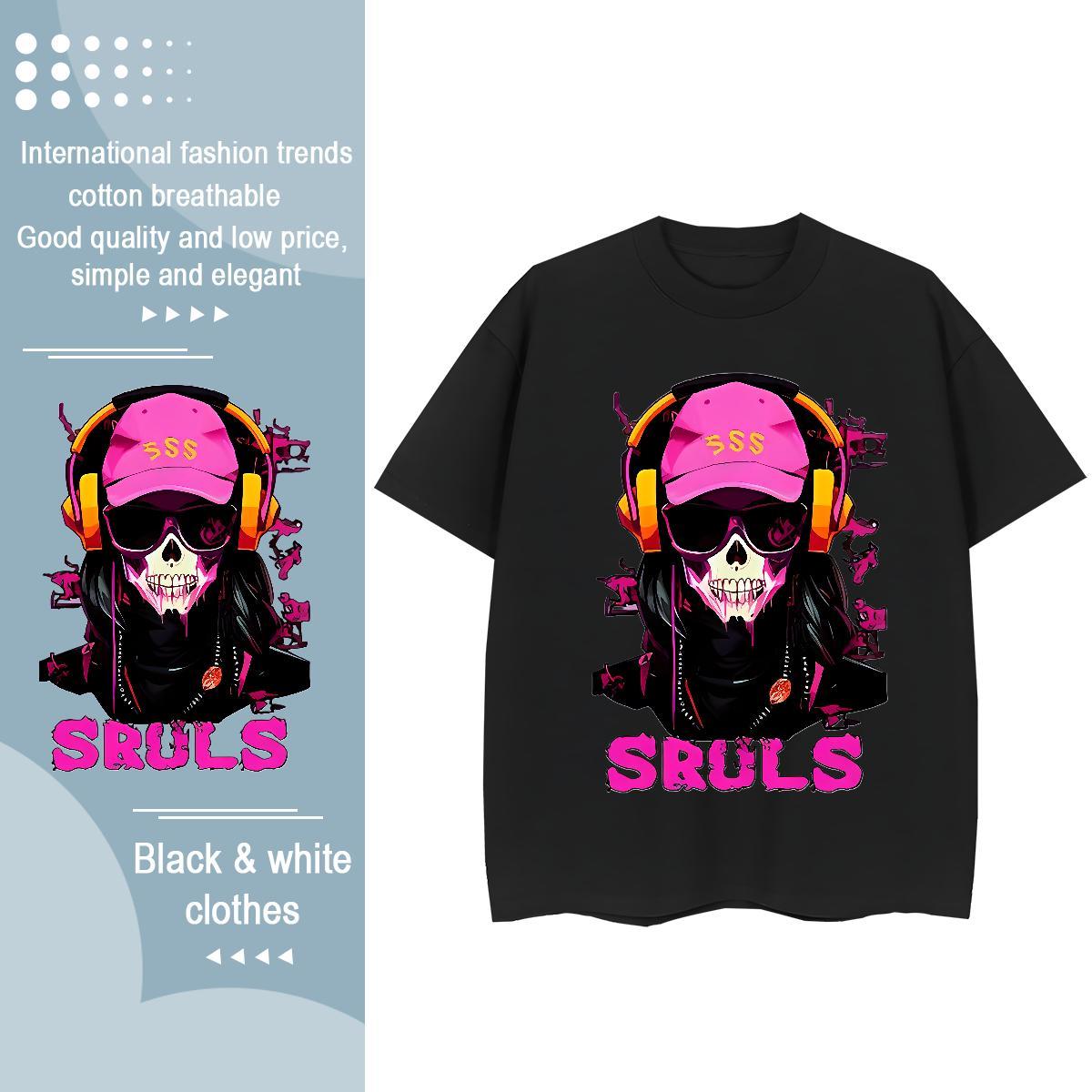 Fashion T Shirts Women 230g Cotton Round Neck Short Sleeve Beach handset Couples T Shirts Comfortable Customized Top Shirts