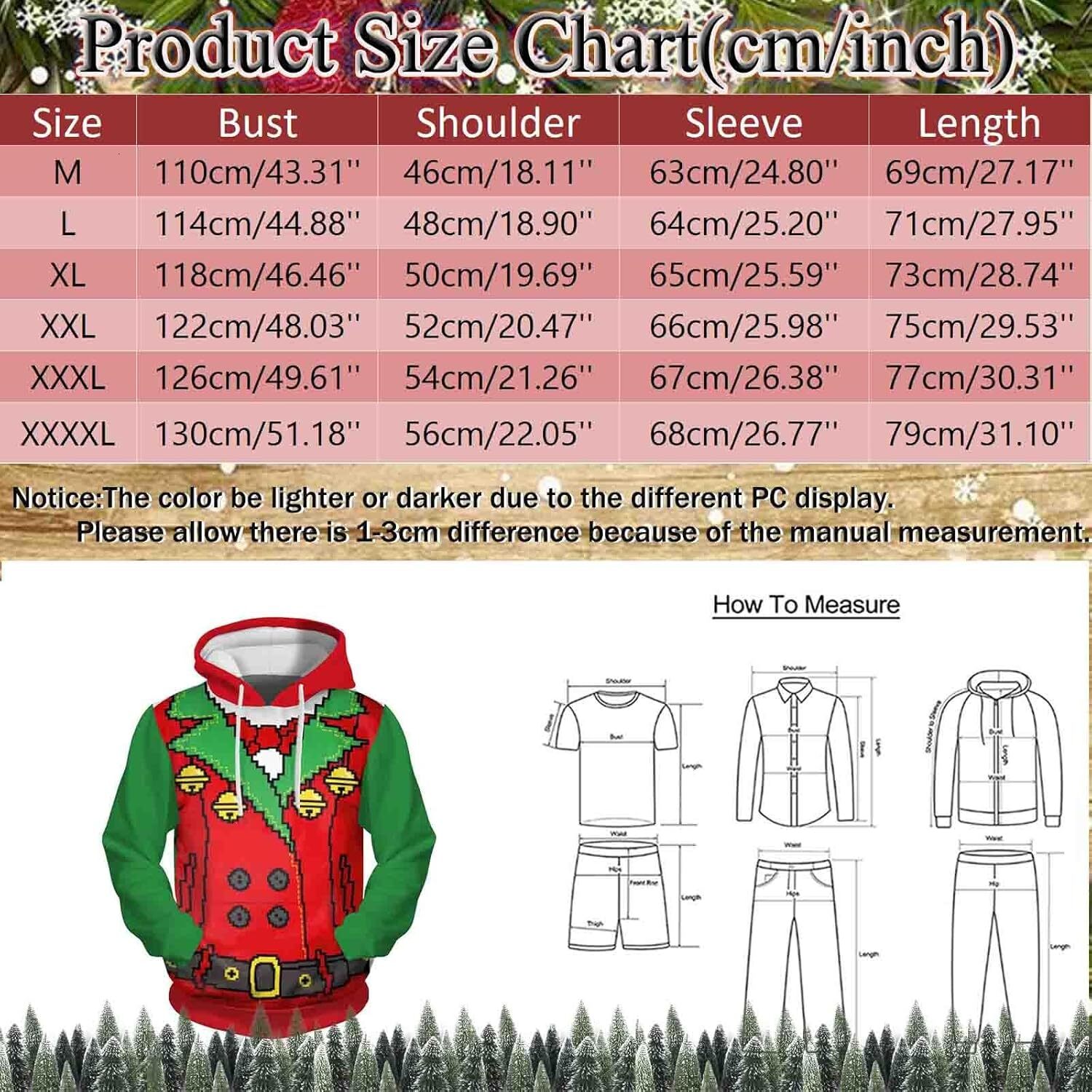 Hoodie for Mens Womens Ugly Christmas Jumper Sweater for Men Long Sleeves Sweatshirt 3D Print Pullover Sweaters Xmas Fall Outwear Graphic trend