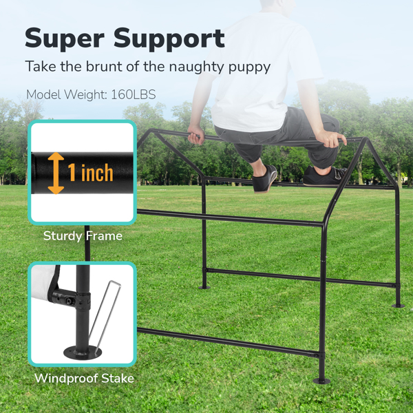 Pet Shelter Canopy with Durable Black Iron Tube Frame and Waterproof Gray PVC Coating - Seamless Construction & Magnetic Fastening
