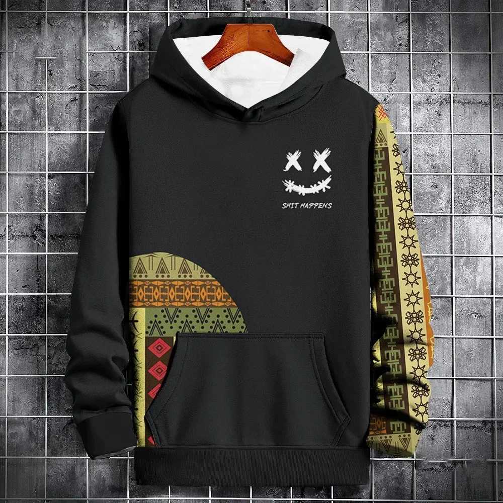 New Spring Autumn Hoodie Mens 3d Ethnic Pattern Stitching Print Long Sleeve Sweatshirt Fashion Street Hoodie Pullover Oversized LX241011