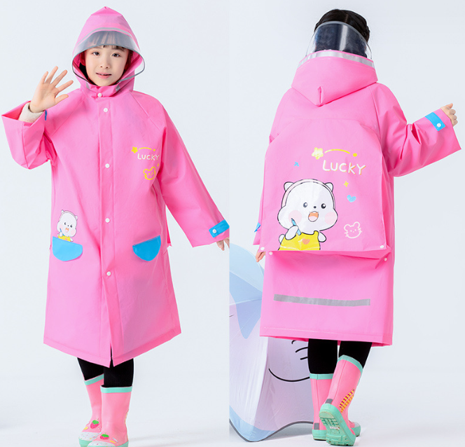Children's raincoat with hat creates a fashionable little expert in the rain