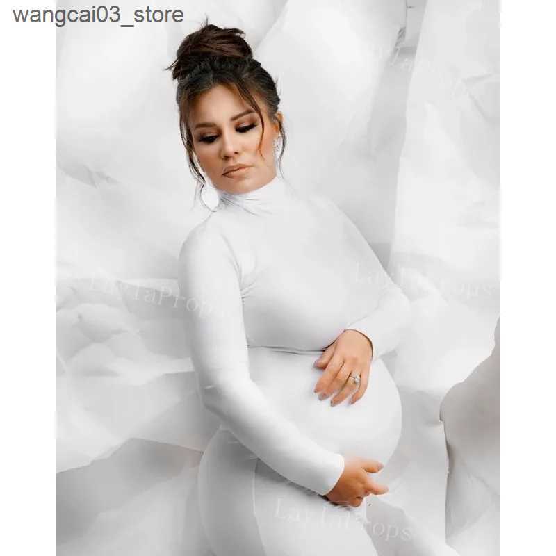 Maternity Dresses Maternity Long Sleeve Dresses For Photo Shoot Pleated Blouson Midi Dress Women Party Photography Pregnant Baby Shower Clothes L24091