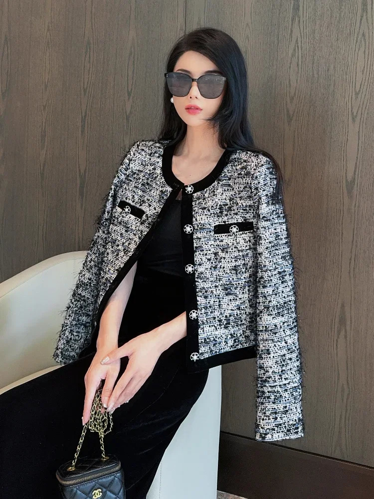 French ned womens short jacket autumn light social fashion versatile retro weight loss top trend 240930