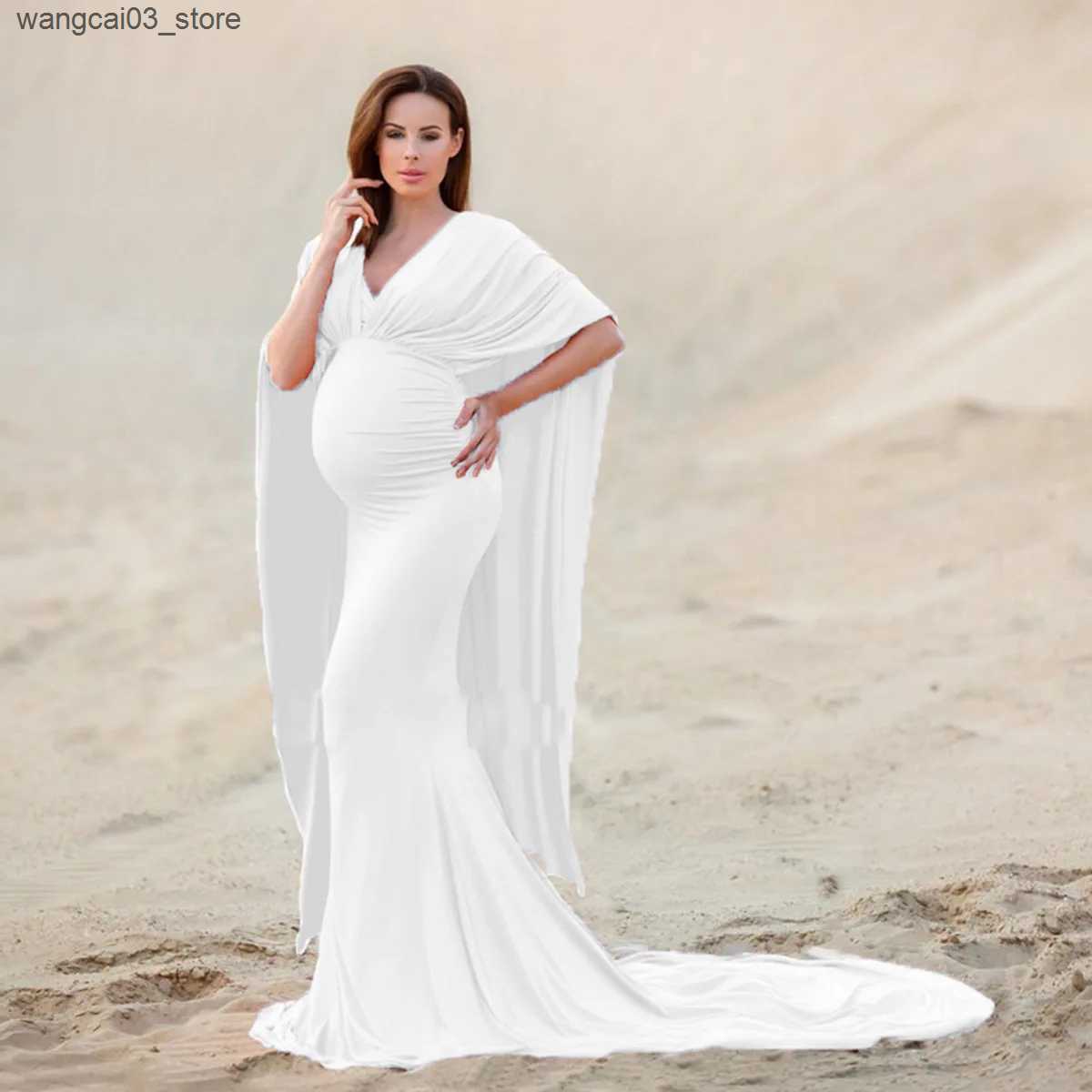 Maternity Dresses European beauty mercerized cotton with chiffon pregnant women fluttering tail dress long dress photography dress Christmas dress L24