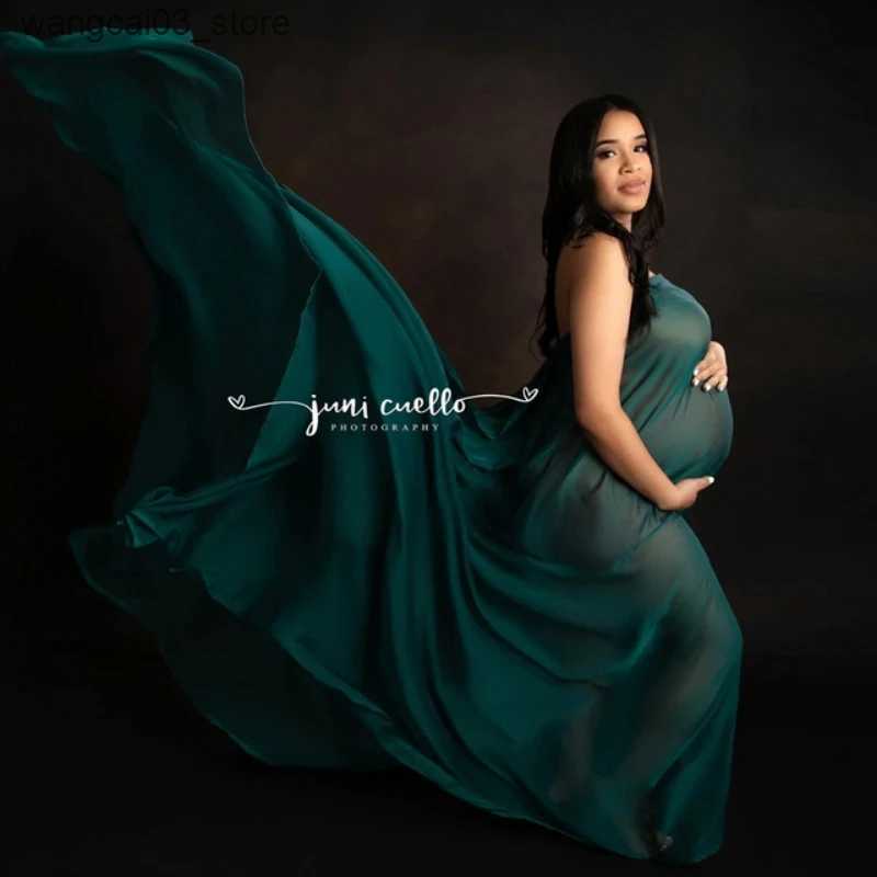 Maternity Dresses Soft Chiffon Fabric Maternity Photography Props Satin Dress Transparent Tulle Cloak Pregnancy Woman Dresses For Photo Shooting L2409