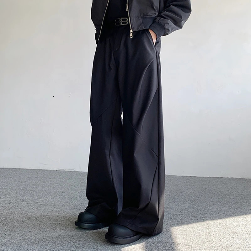 IEFB mens pants with pleated diamond shaped loose casual suit loos 241010