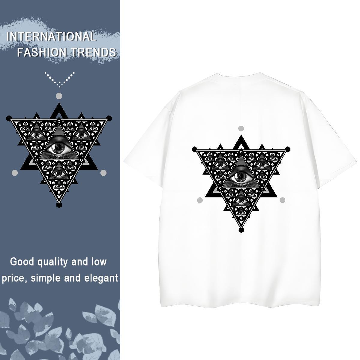 DIY T shirt 230g 100% Cotton O Neck Short Sleeves High Street Hip Hop eye of the devil Woman Tshirt Brand Cartoon Print Tops