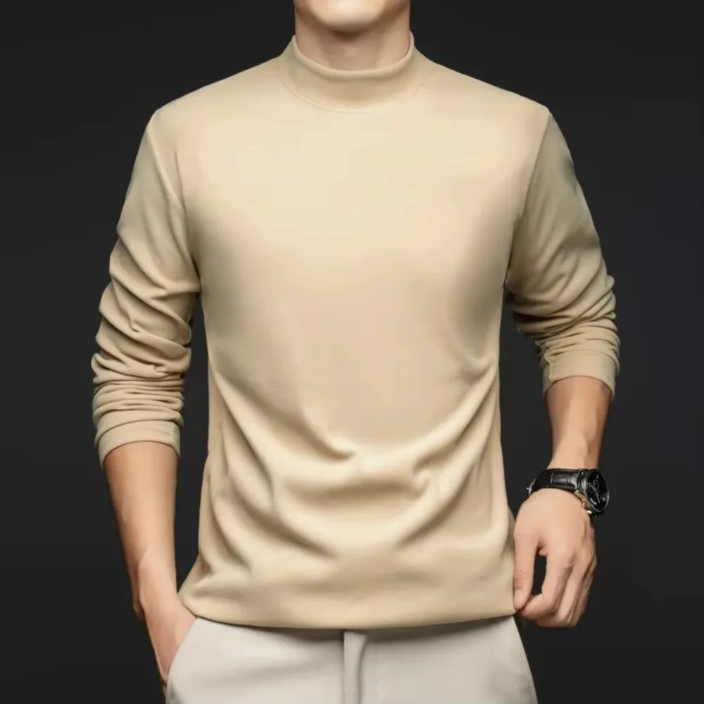 Trend Double Sided Velvet Heating Velvet Base Shirt Mens Autumn and Winter Warm Hoodie Sweatershirt 241007