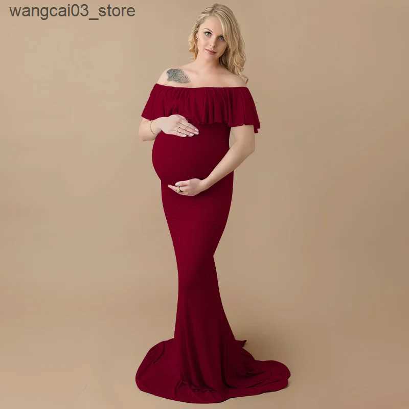 Maternity Dresses Maternity Dresses Maternity Photography Props Plus Size Dress Elegant Fancy Cotton Pregnancy Photo Shoot Women Long Dress L240910