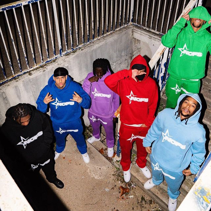 Mens Hooded Athletic Tracksuit Unisex Two-Piece Running Clothing Long Sleeve Pullover Hoodie Sweatshirt Track Pants Sets R240816