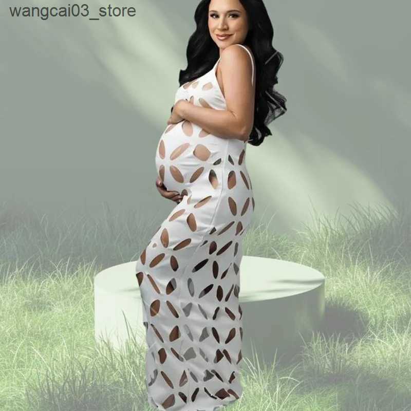 Maternity Dresses Fashion Hollow Out Maternity Photography Props Dress Sexy Slim Strap Dress Photo Shoot Dress For Women L240910