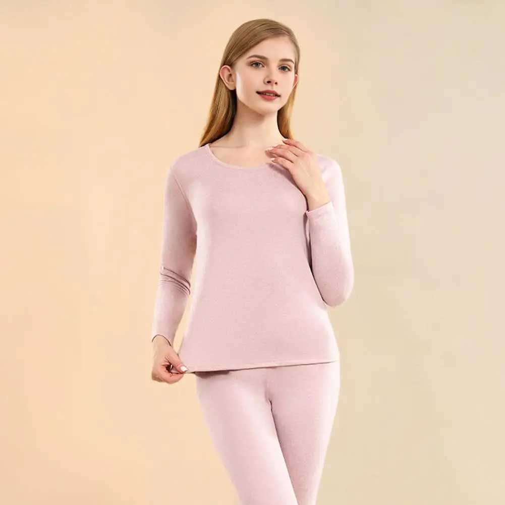 Women's Thermal Underwear Unisex Womens Winter Hot Underwear Set 2-piece Round Neck Long Sleeve Warm and Slimming Sleepwear Y241011UZR3