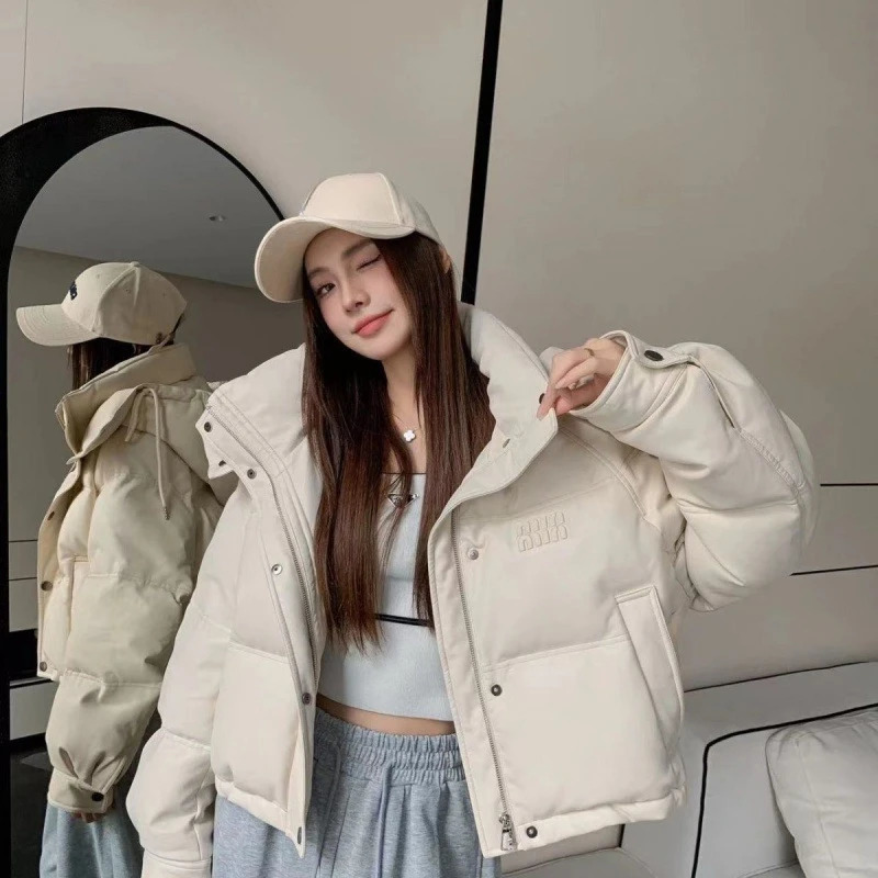 Womens Hoodie Solid Color System Short Warm Coat Fashion 100 Zipper Parker Coat Autumn/Winter 241009