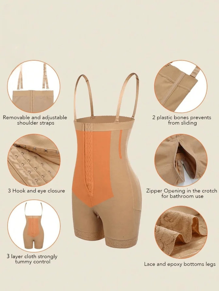 1 piece of compressed full-size bodysuit widened waist shapeshifter abdominal control Faja shorts waist trainer Girdle 240927