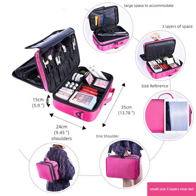 Oxford Clothing Makeup Bag Travel Essential Makeup Box Company Large Capacity Beauty Brush Embroidery Tool Storage 241008