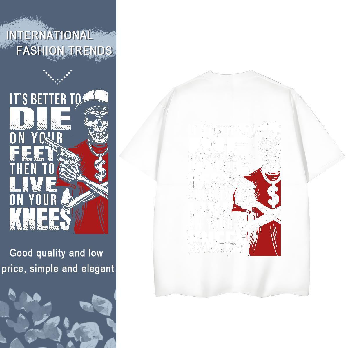 Brand T shirt 230g Pure Cotton Breathable Short Sleeve Summer Casual skull Woman Tshirt Unisex DIY Printed Tees Shirts
