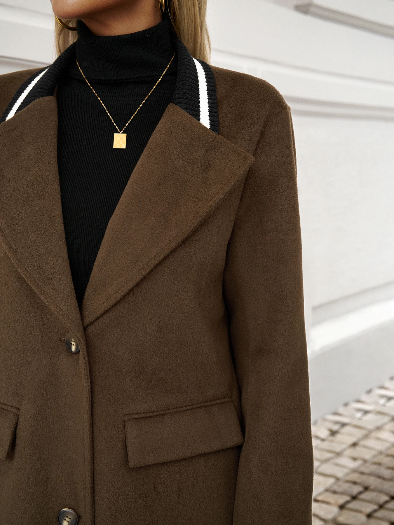 Winter Long Woolen Coat for Women Trendy Pocket n Fashionable Solid Color Female Clothes Casual 240930